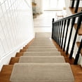 thumbnail image 2 of PURE ERA Bullnose Plush Carpet Stair Tread Set of 14 Ultra Soft Non-Slip Self Adhesive Skid Resistant Tape Free Washable 9.5" x 30"x1.2"Cream Gray, 2 of 11