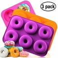 thumbnail image 1 of Flexible Silicone Donut Molds, Non-Stick Heat Resistant, Bpa Free, Easy To Clean And Use, Perfect For Creating Delicious Donut Cake, 3 Colorful Bowls Each With 6 Cavity Molds, Dishwasher Safe, 1 of 8
