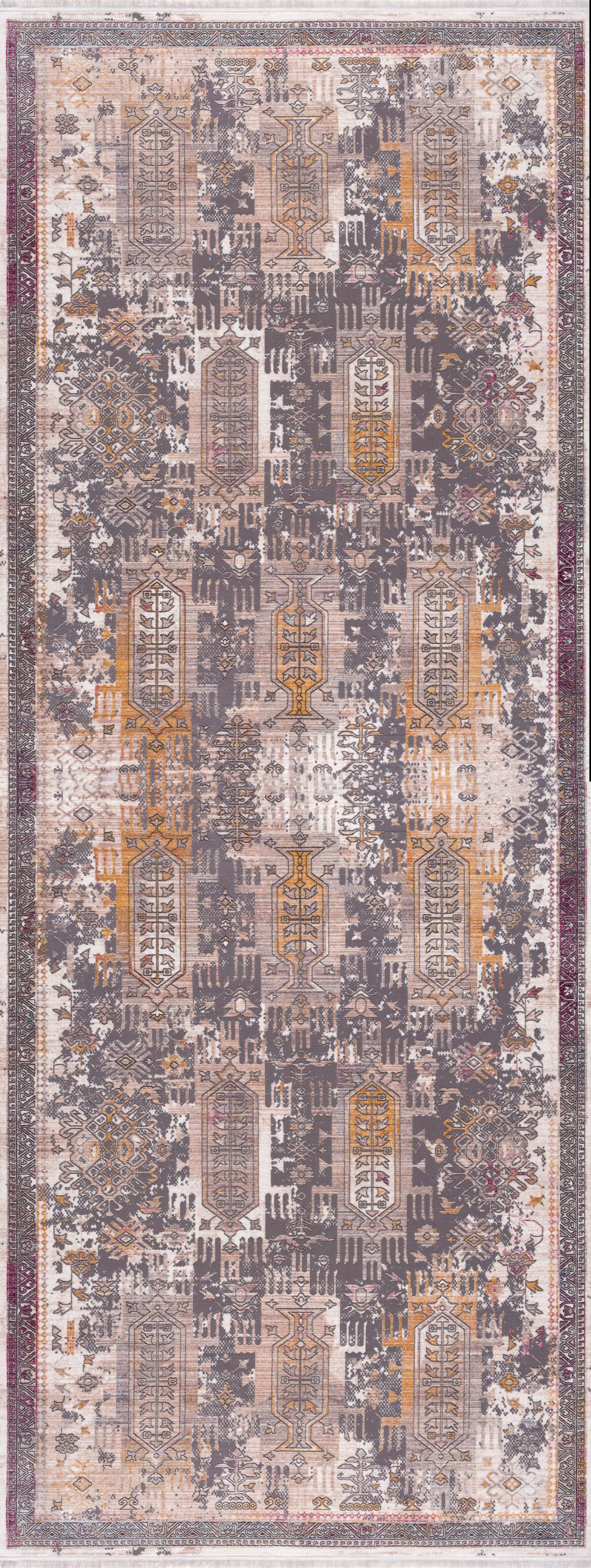 Tapis Branch Amalfi 2' x 12' (Taille exacte : 2'3" x 12') Tapis d'intérieur sud-ouest, gris beige, style bohème - Entrée, couloir, salle de bain et cuisine