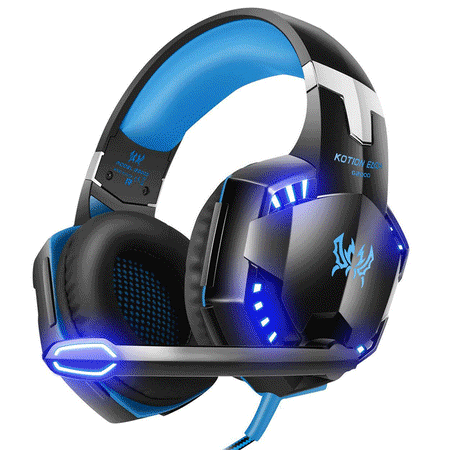 EACH G2000 Gaming Headset for PS4, PC, Xbox One Controller, Surround Stereo Sound Gaming Over-ear Headphone with Microphone Noise Isolating LED Light Professional for PC Computer