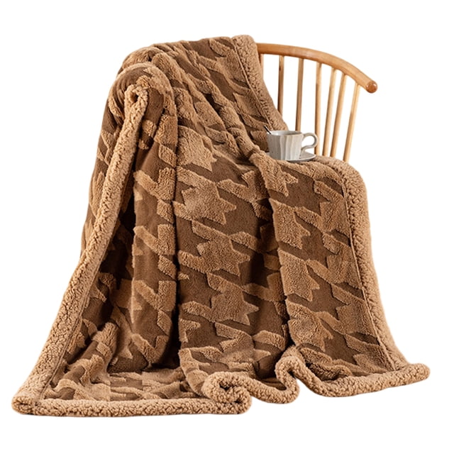 Manta polar ultra suave clásica con diseño de pata de gallo para todas las estaciones, mantas bohemias cálidas y acogedoras para cama, sofá, oficina, camping