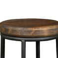 thumbnail image 3 of Ken 24 Inch Backless Round Counter Stool, Pine Wood Seat, Brown, Black- Saltoro Sherpi, 3 of 6