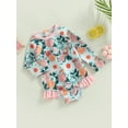 thumbnail image 3 of Bagilaanoe Toddler Baby Girl One-Piece Swimsuit Flower Print Long Sleeve Rashguard Swimwear 9M 12M 18M 24M 3T 4T Kids Ruffle Bathing Suit Beachwear, 3 of 8