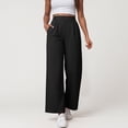 thumbnail image 2 of felwors Women Office Wide High Waist Pants Loose Fit Elastic Waist Pleated Front Trousers for Work Casual Black, XXXXL, 2 of 5