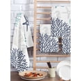thumbnail image 2 of Teal Blue Grey Coastal Kitchen Dish Towels for Drying Dishes Set of 2, Summer Beach Coral Shell Starfish Waffle Weave Microfiber Hand Tea Bathroom Towels Quick Dry & Absorbent Towel 15.7x23.6, 2 of 7