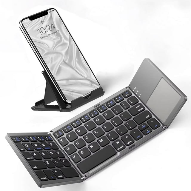 Teclado inalámbrico plegable delgado Tek Styz compatible con LG 16T90P-K.AAB7U1 con mouse TOUCHPAD Totalmente universal que brinda 48 horas de uso, 560 días en espera, portátil, compacto, triple, reca