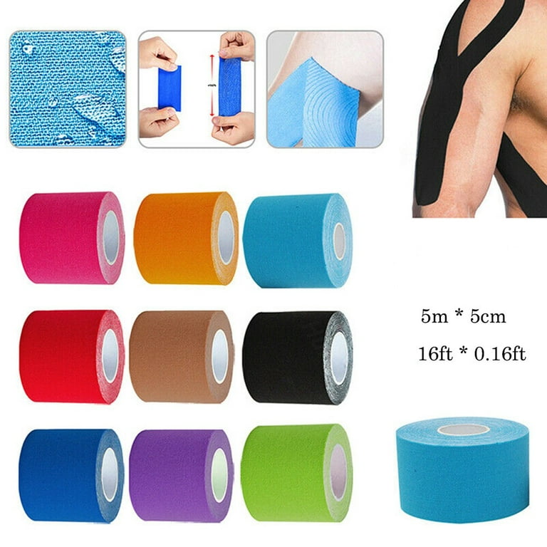 WCIC Cotton Elastic Kinesiology Therapeutic Athletic Tape Sport Gym Full  Body Use 5cmx5M Fluorescent Green