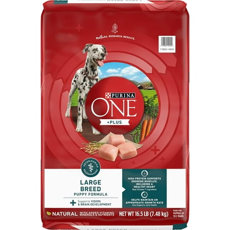 Purina One +Plus Puppy Dry Dog Food for Large Dogs High Protein, Real Chicken, 16.5 lb Bag