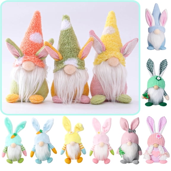 Fwttom Faceless Spring Gnomes Decoration for Home Bunny Ear Handmade Plush Rudolph Easter Gnomes Doll Spring Home Decor Gifts for Women Men