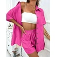 thumbnail image 5 of Yumcute Women Summer Cotton Linen Short Sets 2 Piece Shorts Top Lounge Beach Vacation Two Piece Outfits Tracksuits, 5 of 15