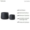 thumbnail image 5 of Olly & Rose Matt Black Ceramic Plant Pot Set of 2 - Indoor Outdoor Planters Textured Effect, 5 of 6