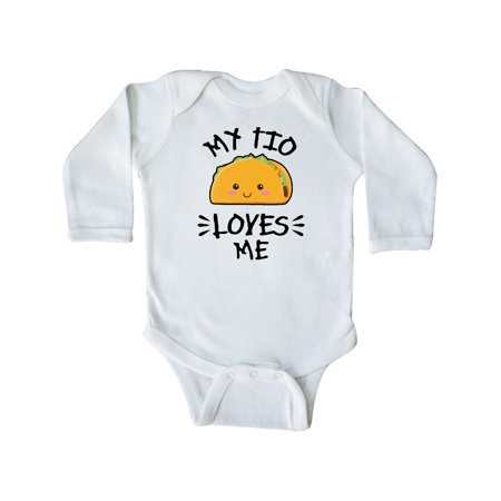 

Inktastic My Tio Loves Me with Taco Illustration Gift Baby Boy or Baby Girl Long Sleeve Bodysuit