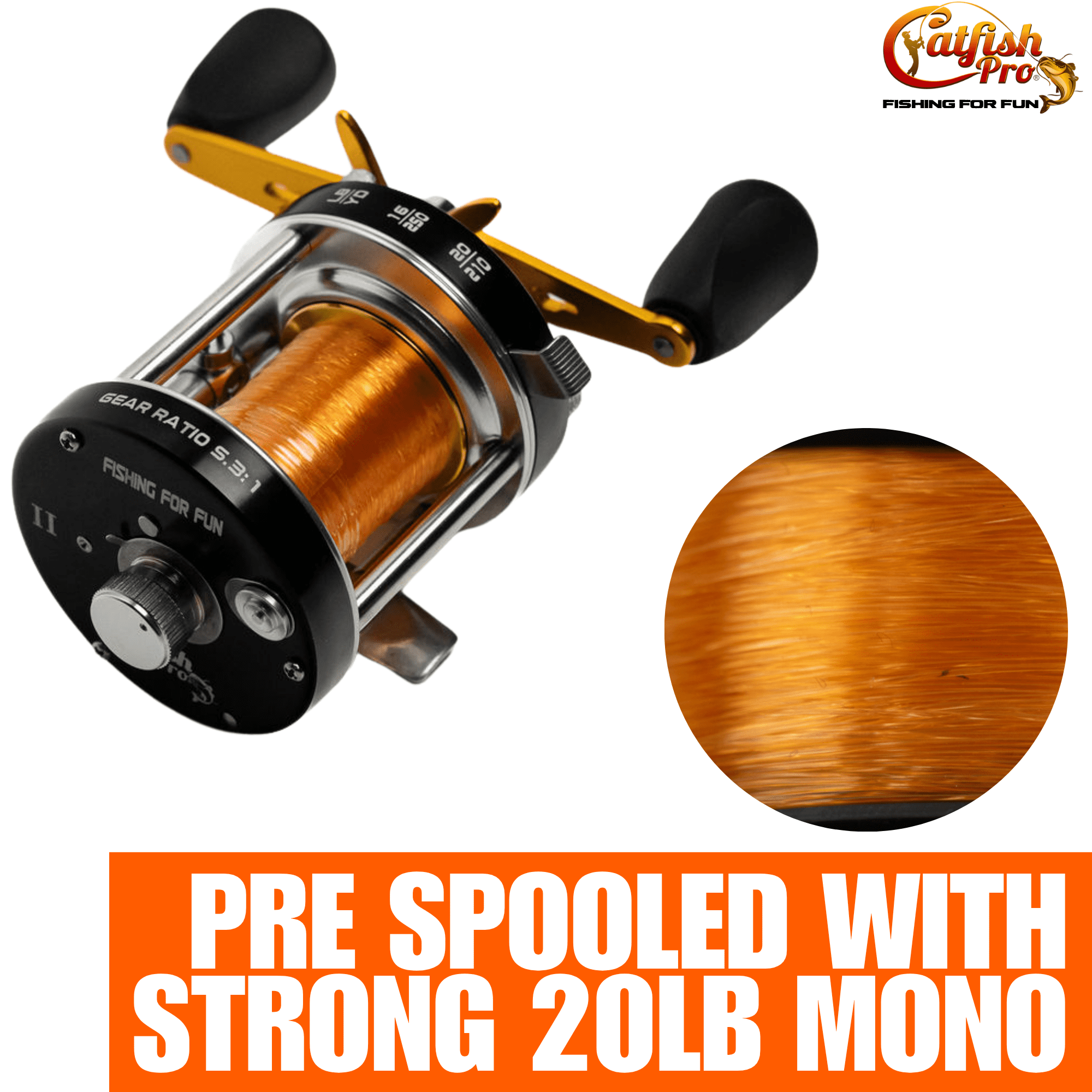Catfish Pro Fishing For Fun 500 Round Baitcasting Fishing Reel