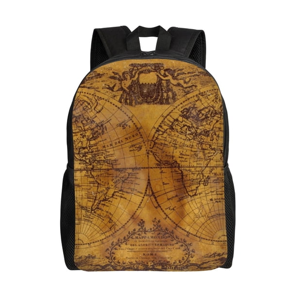Easygdp Vintage Map Mochila Versátil y Elegante: Comodidad, Almacenaje y Durabilidad para la Universidad, Trabajo, Viajes y Uso Diario
