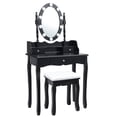 thumbnail image 1 of Patiojoy Ensemble de Coiffeuse Miroir Commode de Maquillage Éclairée avec Tiroirs Noir, 1 of 5