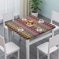 thumbnail image 3 of Colorful Elastic Edge Square Table Cover 34x34 Inch, Bohemian Floral Pattern for Card Tables and Patio Dining, 3 of 6