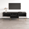 thumbnail image 4 of Leaf 01 TV Stand for TVs up to 80", Mid-Century Modern High Gloss 71" Entertainment Center, TV Media Console with Storage Cabinets, 4 of 5