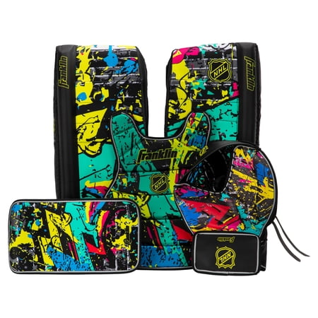 Franklin Sports NHL Kids Street Hockey Goalie Pads Set - Youth Street Hockey Goalie Gear - Junior Blocker, Glove + Pads - Comp100 Adjustable Kids Equipment - Youth Small / Medium