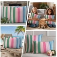 thumbnail image 5 of Pink Green Blue Stripe Outdoor Waterproof Pillow Covers, Farmhouse Stripes Contemporary Decorative Rectangle Throw Pillowcase Sofa Cushion Sham for Patio/Couch/Chair, 20"x12" 2 Pack, 5 of 8