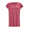 thumbnail image 3 of DuoJiaJ Women's Casual Round Neck Batwing Sleeve Solid Color T Shirt For Spring And Summer Women’s Workout Tops Pink, 3 of 3