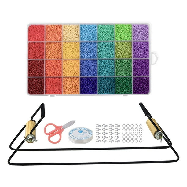 Kit de telar de cuentas de metal, 28 cuentas de colores para hacer joyas, pulseras y pendientes