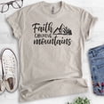 thumbnail image 2 of Faith Can Move Mountains Shirt, Unisex Women's Men's Shirt, Religious Christian Motivational Spiritual Tee, Light Silk Gray, Large, 2 of 6
