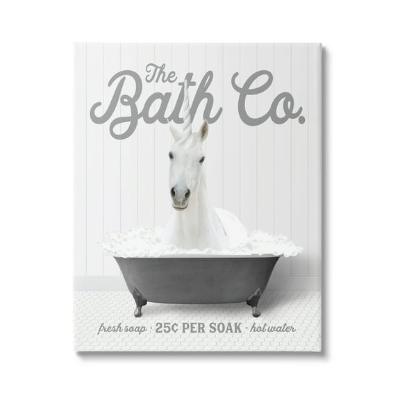 Stupell Industries Unicorn in Bubble Bath Animals & Insects Painting Gallery Wrapped Canvas Print Wall Art, 16 x 20