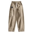 thumbnail image 4 of FINALGANG Mens Solid Color Cable Knit Textured Pants Elastic Waist Drawstring Loose Fit Small Label Accent Casual Trousers For Daily Wear Comfort Classic Bottoms, 4 of 4