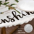 thumbnail image 3 of Yellow Sunflowers Round Tablecloth, Fitted Table Cover with Elastic for 36"-44" Round Tables, Summer Botanical Country Wood Grain Table Cloth Outdoor Indoor Dinning Party Waterproof Tablecloths, 3 of 7