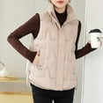 thumbnail image 5 of CYRBOKO Puffer Vests for Women, Sleeveless Full Zip Lightweight Thermal Winter Clothing Khaki Size L, 5 of 9