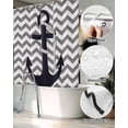 thumbnail image 5 of Split Shower Curtain for Transfer Bench, Grey Zigzag Fabric Shower Curtains for Bathroom, Coastal Nautical Anchor Stripes Tub Sliding Transfer Bench Waterproof Bath Curtains 72"x72", 5 of 9