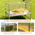 thumbnail image 6 of Hay Feeder, 2 in 1 45-Inch Galvanized Steel Hay Feeder with Wheels, Heavy-Duty for Goats, Horses & Small Livestock, Ideal for Farm Pastures, Barn Yards & Pasture Paddocks, Rust-Resistant Build, 6 of 8