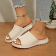 thumbnail image 2 of Womens Breathable Mesh Slip On Slide Sandals, Lightweight Cushioned Non-Slip EVA Sole, Beige,Size 7, 2 of 8