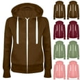 thumbnail image 5 of Lovskoo 2024 Women's Full Zip Sweatshirt Fleece Jacket Long Sleeve Casual Hooded Slim Outerwear Coat Brown, 5 of 5