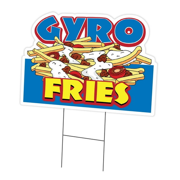 SignMission C-DC-1216-DS-Gyro Fries19 12 x 16 in. Yard Sign & Stake - Gyro Fries