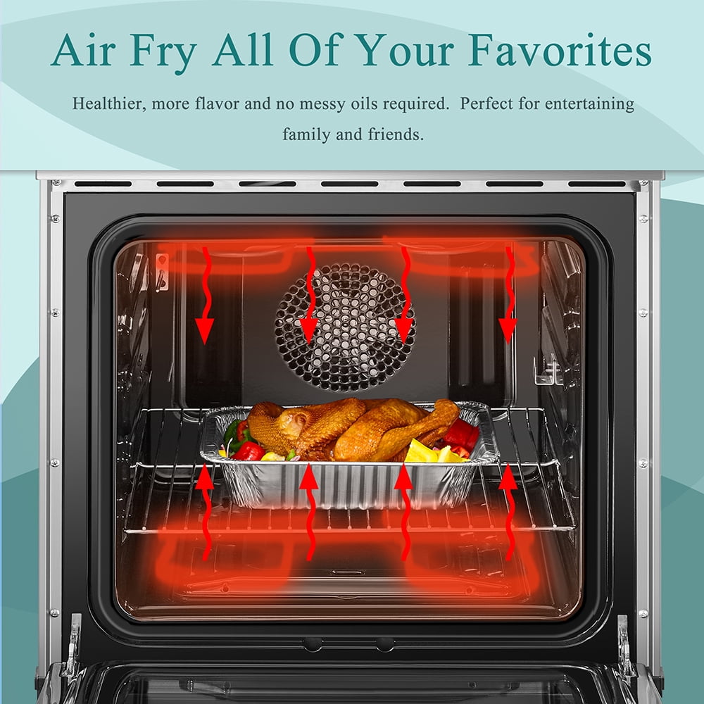 Lanbo 24 inch 2.9 CU.ft Freestanding Electric Range with Air Fry, Rotisserie and True Convection Oven