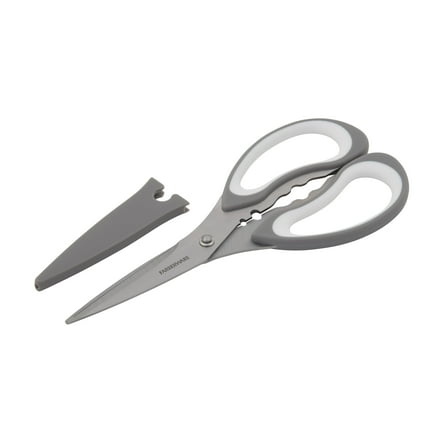 Farberware All Purpose Scissors with Blade Cover and Soft Grip Handles and Razor Sharp Blades, Gray