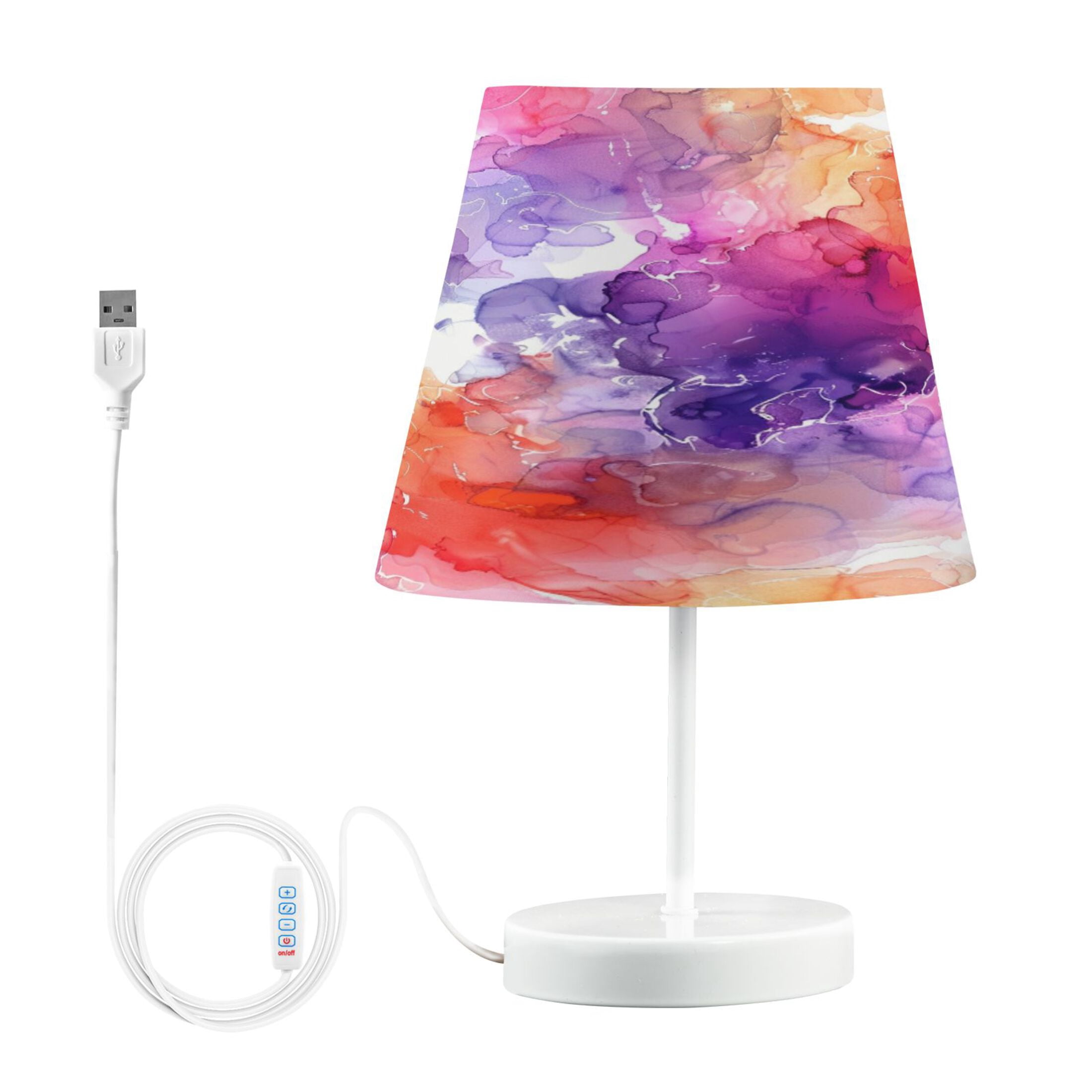 Watercolor Alcohol Ink Splashes Desk Lamp LED Table Nightstand Lamps with 3 Color Temperatures for Home Bedroom Living Room Decor 8x12