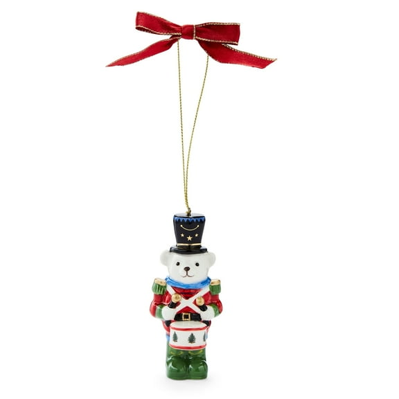 Spode Christmas Tree Teddy Bear Nutcracker Ornament - Festive Decoration, Novelty Bauble Seasonal Decor Essential - Ideal Holiday Keepsake for Christmas - Collectible Ornament for Home Decoration