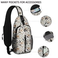 thumbnail image 2 of Sling Backpack,Beige Halloween Pumpkin Skull Bat Pattern Crossbody Bag with Water Bottle Holder,Waterproof Sling Bag for Men/Women with Chest Phone Holder for Hiking,Travel, 2 of 6