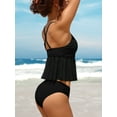 thumbnail image 4 of Attraco Women Two Pieces Bikini Sets Gold Foil Sexy Apron Hollow Out Back Cross Swimsuit, 4 of 5