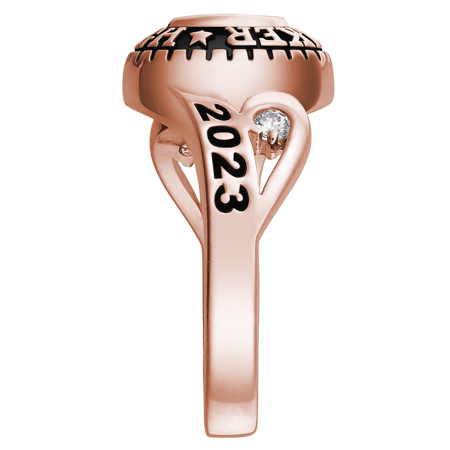 Order Now for 2025 Graduation, Freestyle Women's CZ Scroll Bypass Birthstone Class Ring, Personalized, High School or College