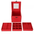 thumbnail image 1 of Oubit Wooden Jewelry Box,Wooden Red Solid Color Jewelry Box Jewelry Case Built for Precision, 1 of 9
