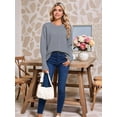 thumbnail image 6 of Women'S Fall Fashion Crew Neck Ribbed Knit Pullover Sweater Loose Side Split Batwing Long Sleeve Sweaters Grey S, 6 of 7
