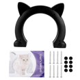thumbnail image 1 of Cat Door Interior CatHead Shaped Plastic Cat Pass Through Door with Fish Bone Pattern(Black ), 1 of 1