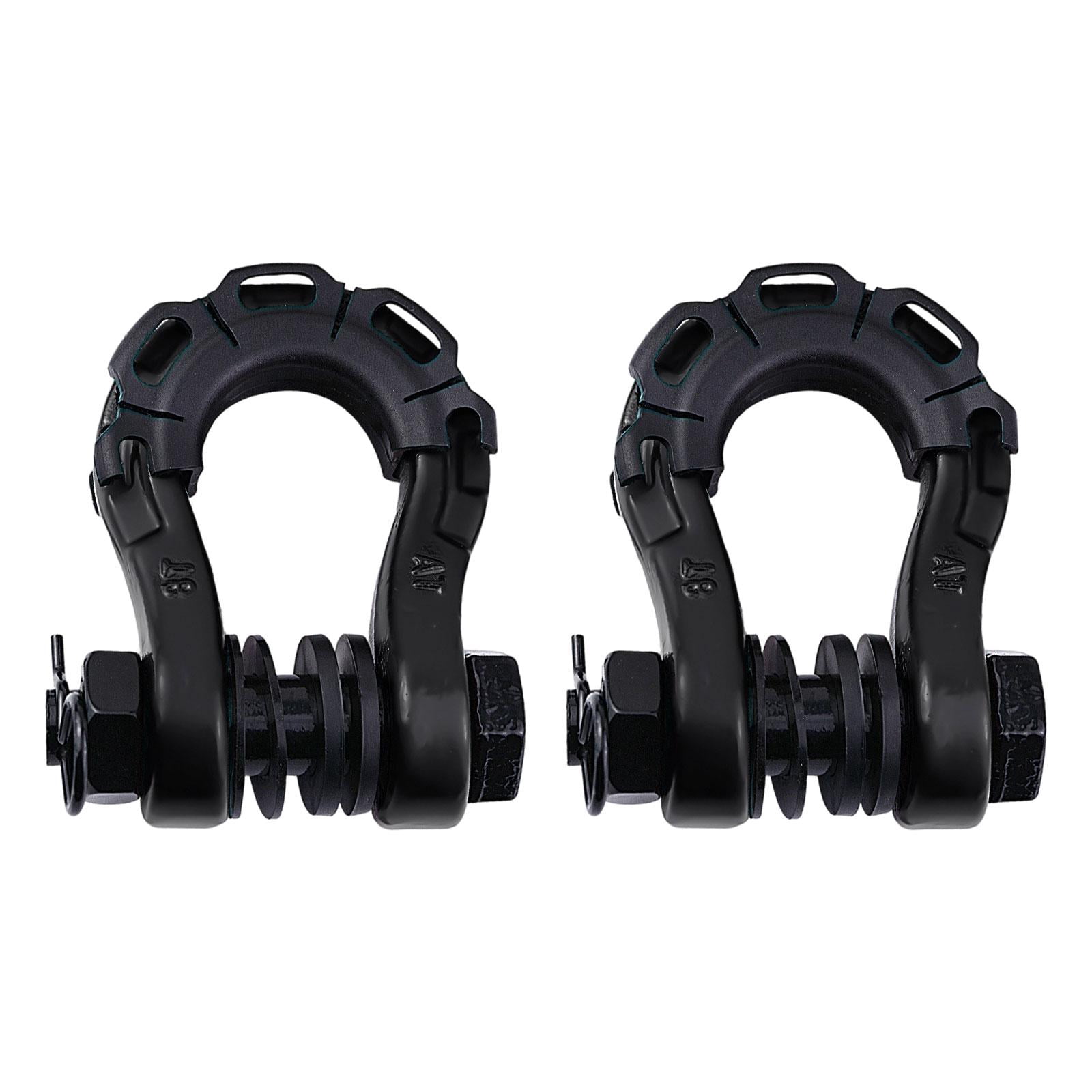 JISADER 2 Pieces D Ring Shackles Easy to Use Heavy Duty Off Roads Towing Accessories Black