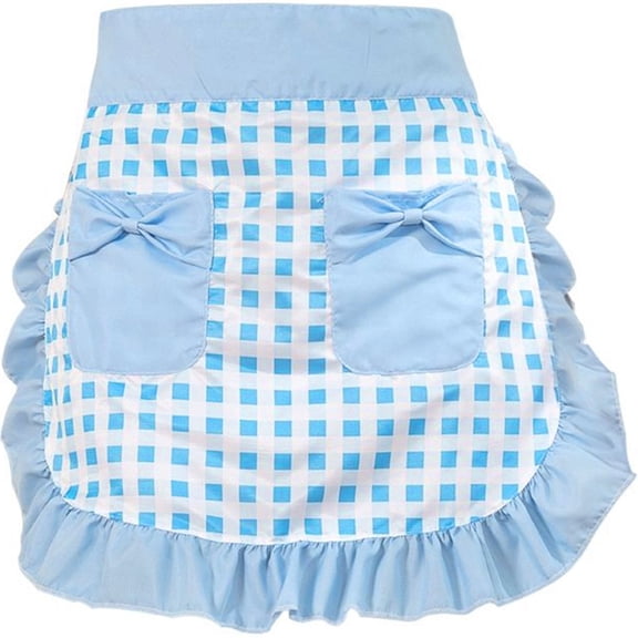 Jiibva Woman Half Waist Cooking Kitchen Apron Short Lolita Maid Bow Ruffle Half Apron Coffee Shop Pinafore Home Work