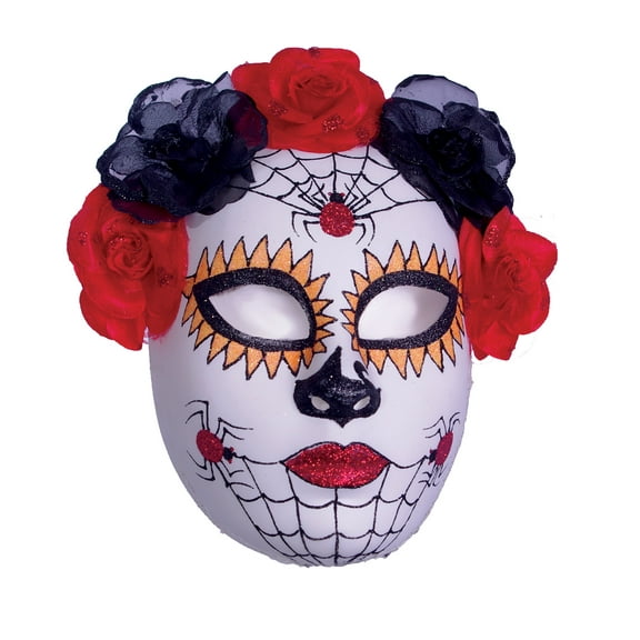 UNDERWRAPS Womens Dia de Los Muertos Mask - with Rose and Spider Accents for Day of The Dead Costumes