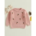 thumbnail image 4 of Toddler Baby Boy Girl Sweaters 0 3 6 9 12 18 24 Months 2T 3T Carrot Pattern Long Sleeve Round Neck Ribbed Chunky Knit Jumper Tops, 4 of 9