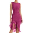 thumbnail image 4 of xiaxaixu Robe en Maille Transparente pour Femme avec Fleur 3D, Robe Midi Transparente à Volants Féeriques avec Franges, Fente Latérale, Robe Moulante, Robe de Mode pour Fête et Décontractée, 4 of 9
